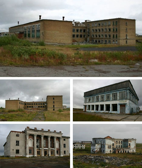 Deserted Rural Russian City Buildings