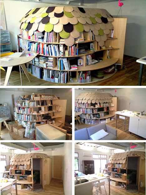 Bedroom made of Bookshelves