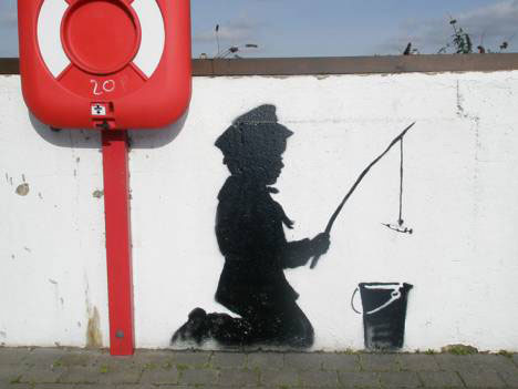 banksy guerrilla art fisherboy
