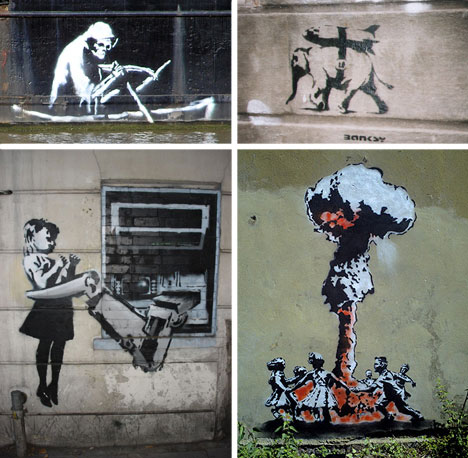The city agreed and the mural was not removed banksy stencil collage