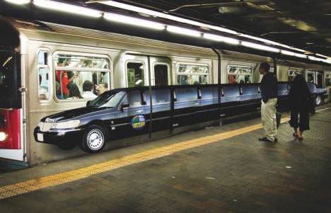 guerrilla art marketing subway limo