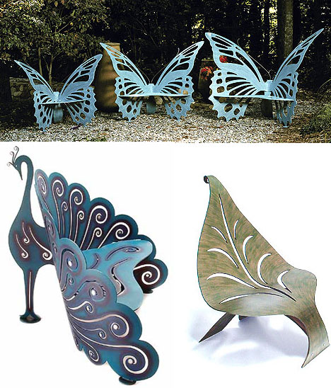 unusual garden furniture butterfly benches peacock bench leaf chair
