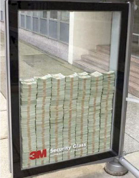 guerrilla marketing 3m security glass money