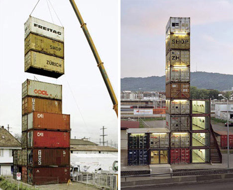 Shipping Container Office and Shop Tower