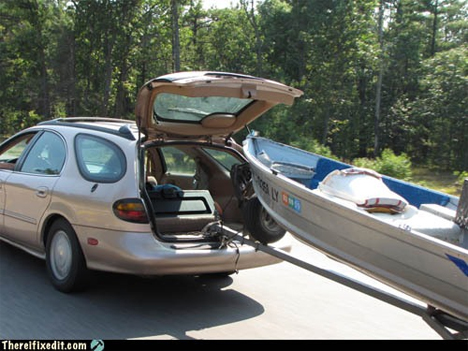 hauling boat with hatchback