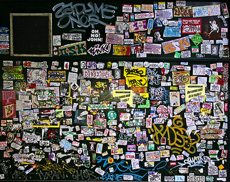paris stickers graffiti wall