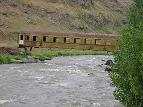 recycled train car bridge