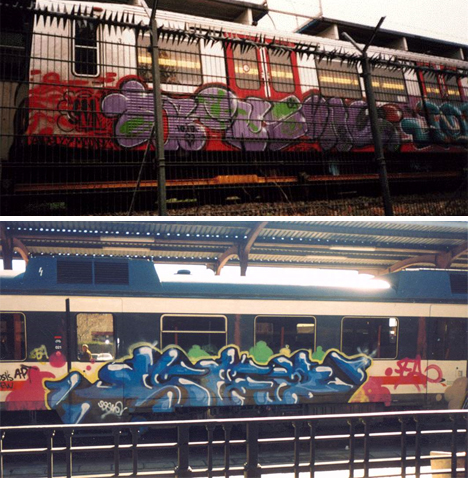 trains graffiti