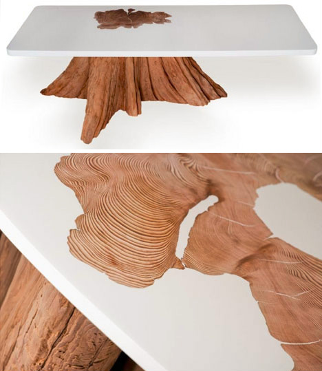 upcycled resin log tables