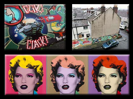 Banksy Mural With House and Kate Moss ala Warhol