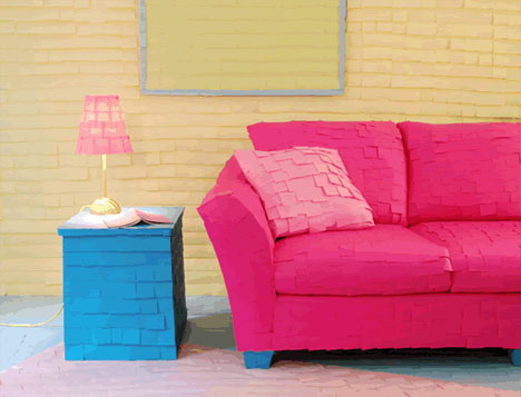 Post It Covered Couch and Furniture