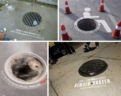 guerrilla marketing manhole ads