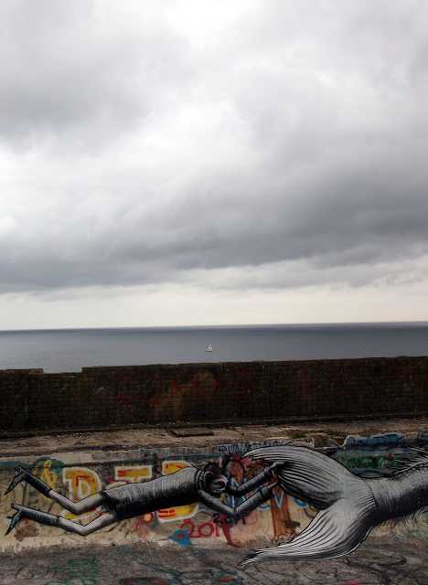 Isle of Man abandoned swimming pool Phlegm graffiti