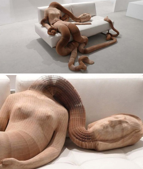 woman on sofa paper sculpture