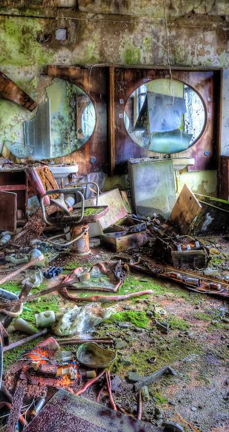 abandoned barber shop Pripyat Ukraine Chernobyl HDR
