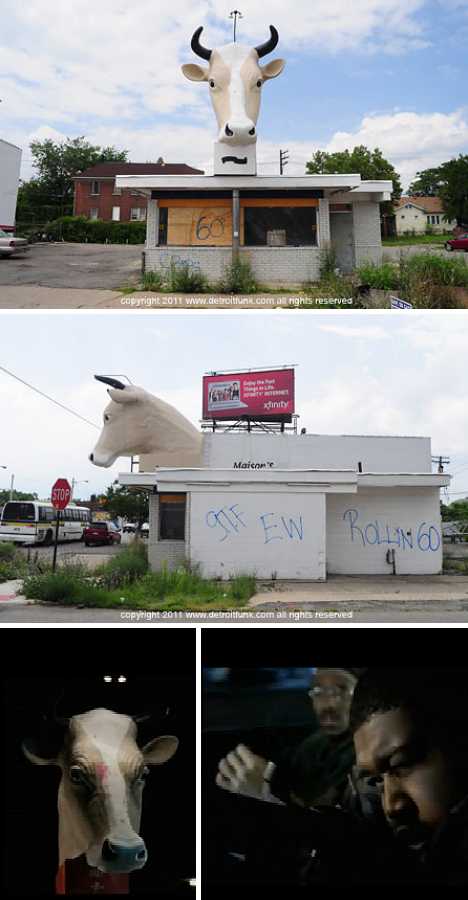 abandoned ice cream stand Detroit cow 8 Mile