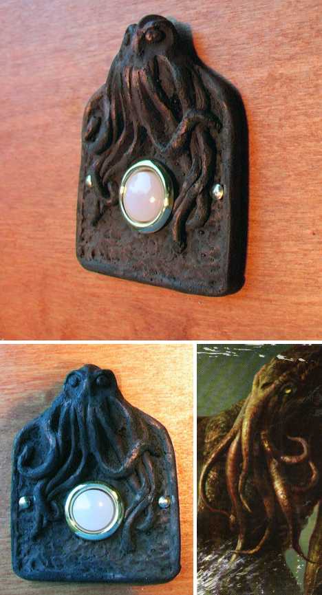 Cthulhu octopus steampunk bronze doorbell 