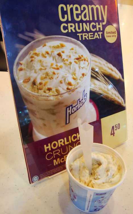 McDonald's Horlicks Crunch McFlurry Singapore Malaysia