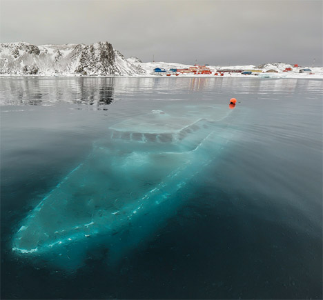 Abandoned Antarctica Sunken Ship