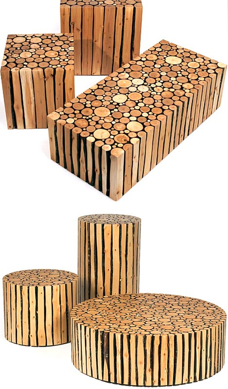 upcycled geometric log tables