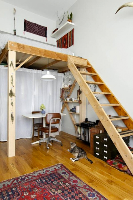 Small Apartment Hacks Wooden Platform bed