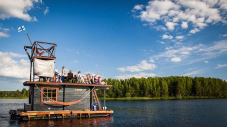 floating sauna rooftop deck