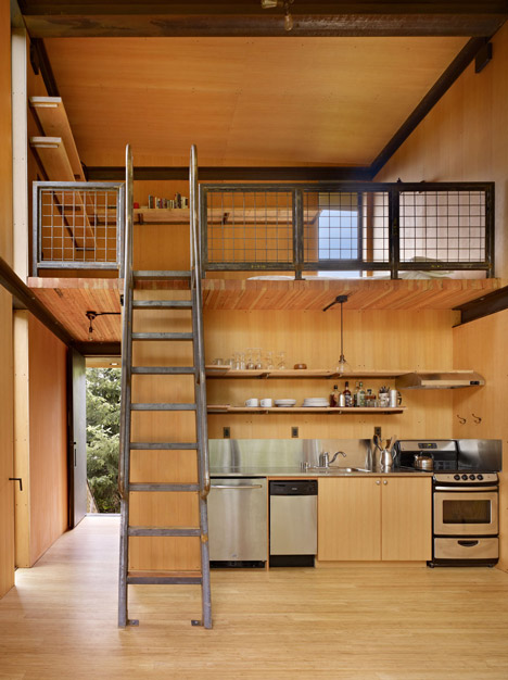 raised cabin kitchen loft