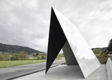 angled bus shelter