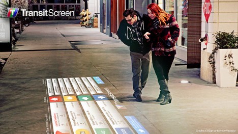 transit screen sidewalk projection