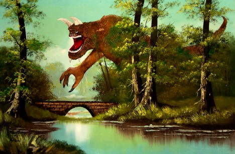 Chris McMahon The Forest Monster thrift shop oil painting