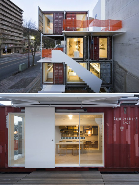 Converted Offices Stacked Shipping Containers