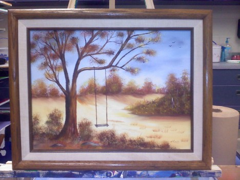 Chris McMahon Empty Swing monster thrift store painting original