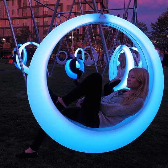 Color-Changing Hammocks: Swing on 20 LED-Lit Circular Chairs | Urbanist
