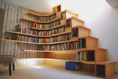 Compact Stairs Corner Bookcase