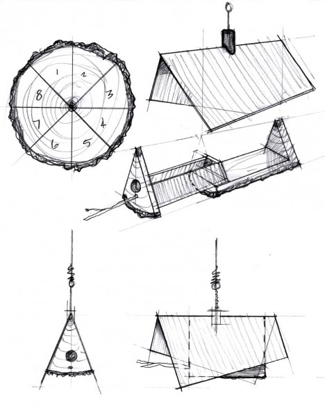 log birdhouse sketch processes