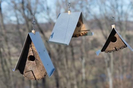 log unique wedge birdhouses