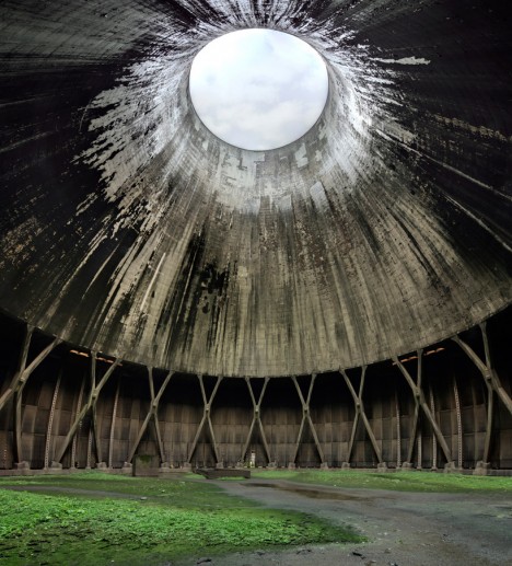 abandoned cooling tower interior