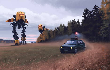 dystopian robots police car
