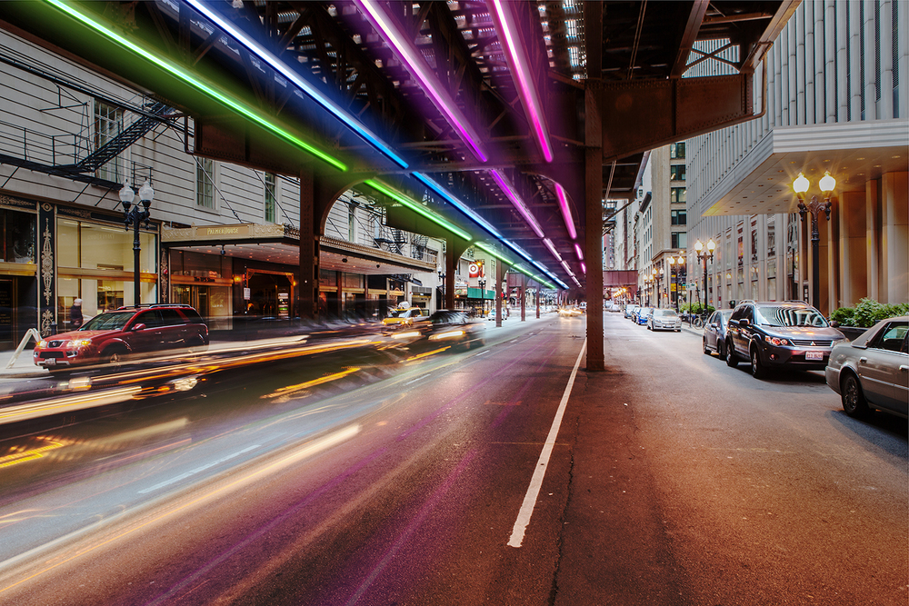 Rainbow Rail: 5,000 Neon Lights to Line Underside of Chicago “L” | Urbanist