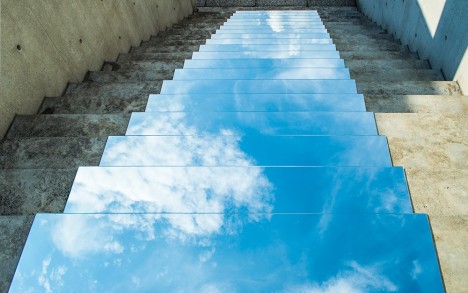 mirror art sky stairs
