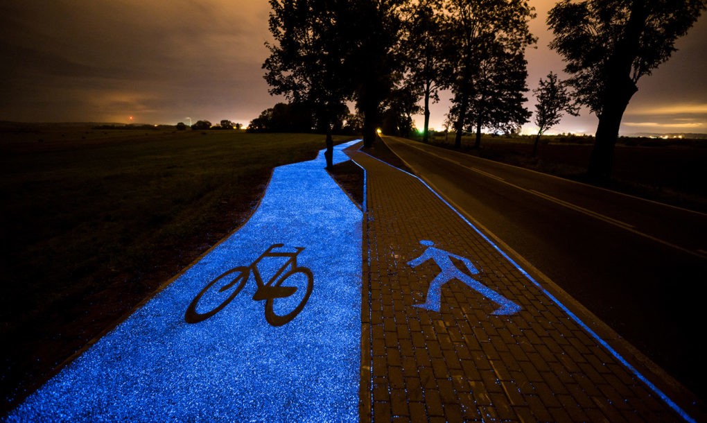 Night Riding: Glowing Trail in Poland Powered by Solar Energy | Urbanist