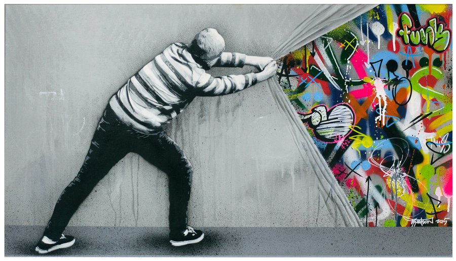 Hybrid Graffiti: Black-and-White Stencils Bring Colorful Tags to Life