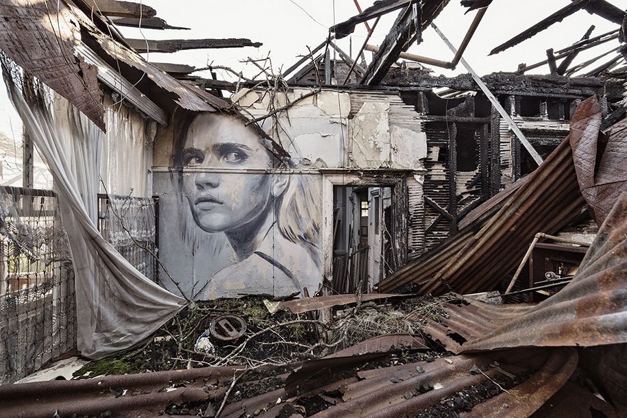 Beauty In Decay Moody Murals Bring Human Faces Back To Abandoned Beauty In Decay Moody Murals Bring Human Faces Back To Abandoned